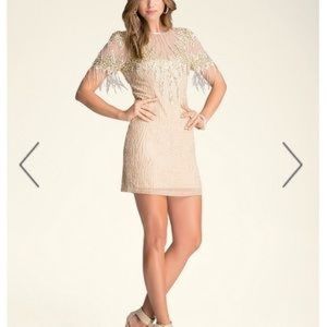 Bebe open back Gold Beaded Dress